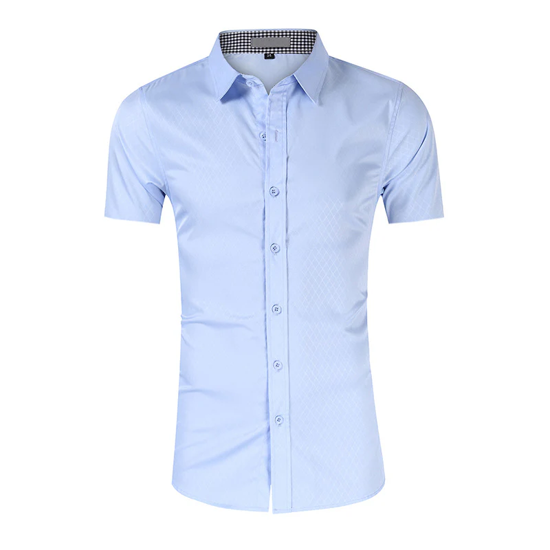 DEANWANGKT 2025 Hot trade men's short-sleeved shirt  new business high-end men's clothing  formal wear non-ironing men's shirt - Deanwangkt