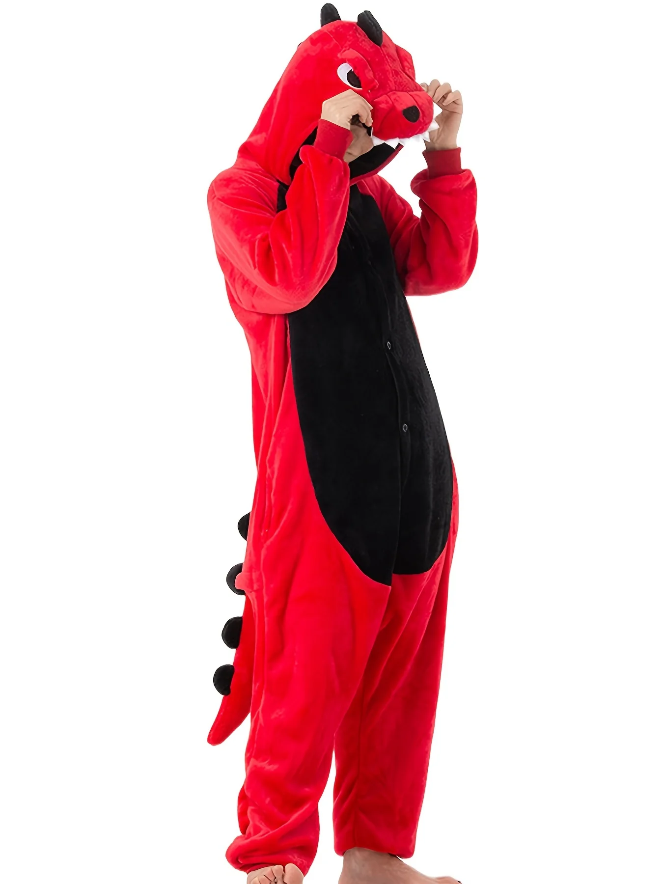 Comfy Unisex Dinosaur Onesie Pajamas - Hooded, Durable Knit for Parties & Cosplay - Deanwangkt