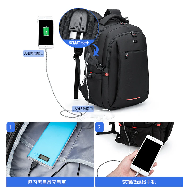 deanwangkt Backpack Men's Backpack Computer Bag Oxford Cloth Outdoor Travel Business Leisure Backpack Waterproof Large Capacity Travel Backpack - Deanwangkt