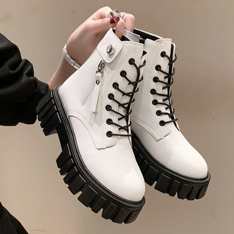 Martin Boots for Women British Style All-Match Thick Bottom Internet Celebrity Spring and Autumn Skinny Shoes Ins Trendy  Summer New Single Ankle Boots - Deanwangkt