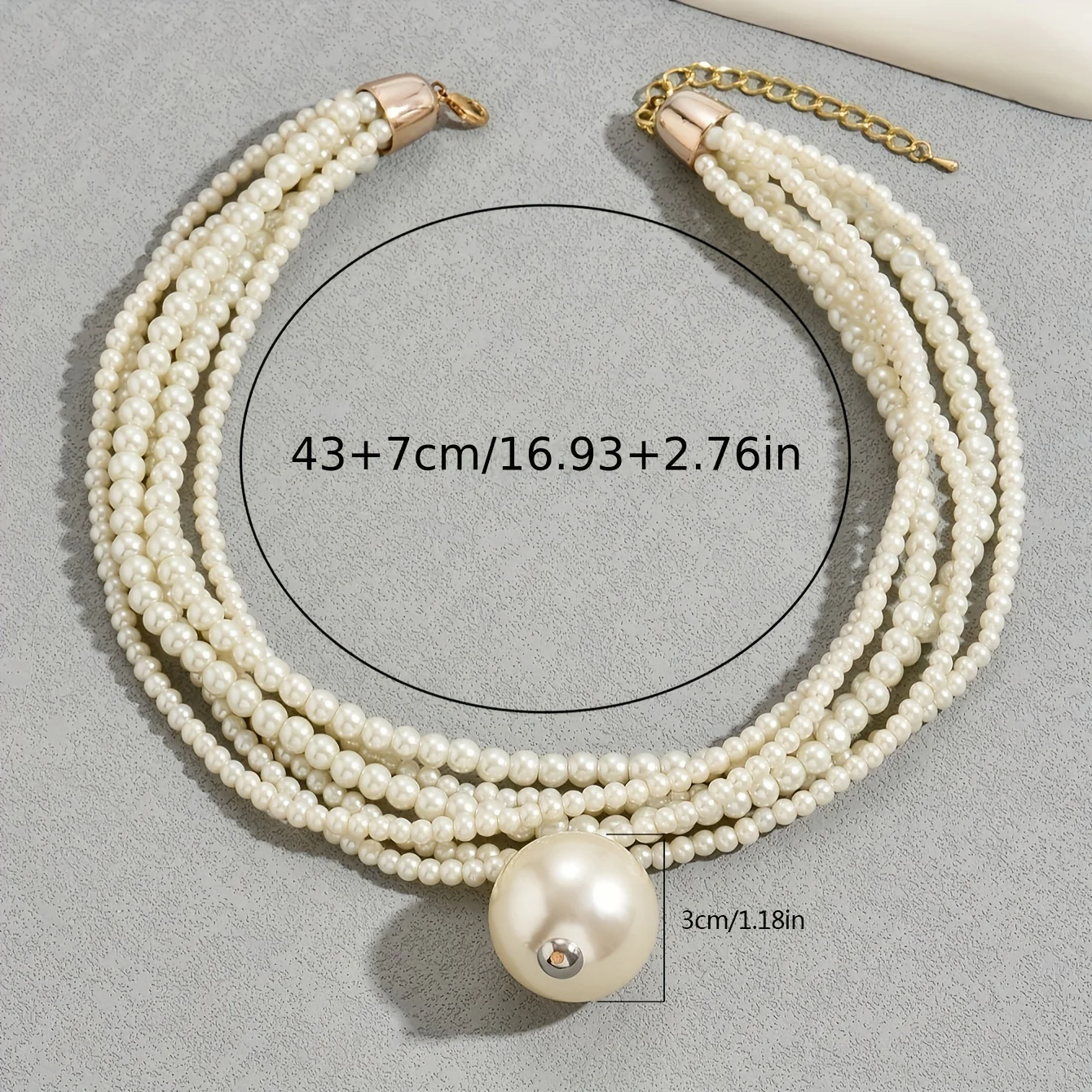 1pc Big Faux Pearl Decor Faux-Pearl Necklace, Elegant Style Imitation Pearl Necklace, Evening Clavicle Chain Jewelry - Deanwangkt