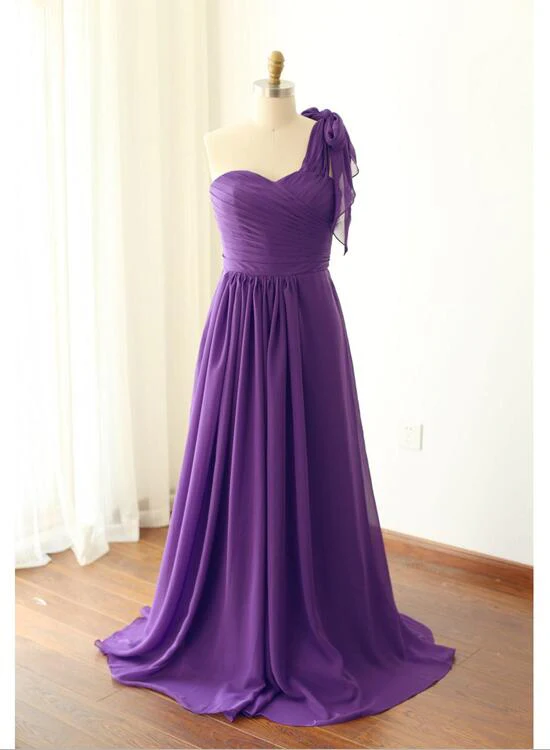 Solvbao Simple Purple Chiffon Sweetheart Floor Length Bridesmaid Dress, Simple Bridesmaid Dress - Deanwangkt