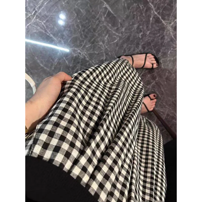 Lazy wind high waist plaid nine-point pants women's spring and autumn  thin loose meat covering and thin versatile casual pants - Deanwangkt