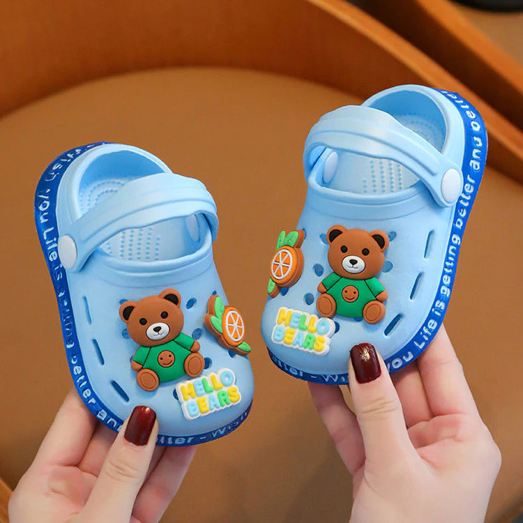 DEANWANGKT Eva Children's Closed Toe Hole Shoes Summer Girls Boys Baby Indoor Soft Bottom Non-Slip Kid's Cartoon Sandals - Deanwangkt