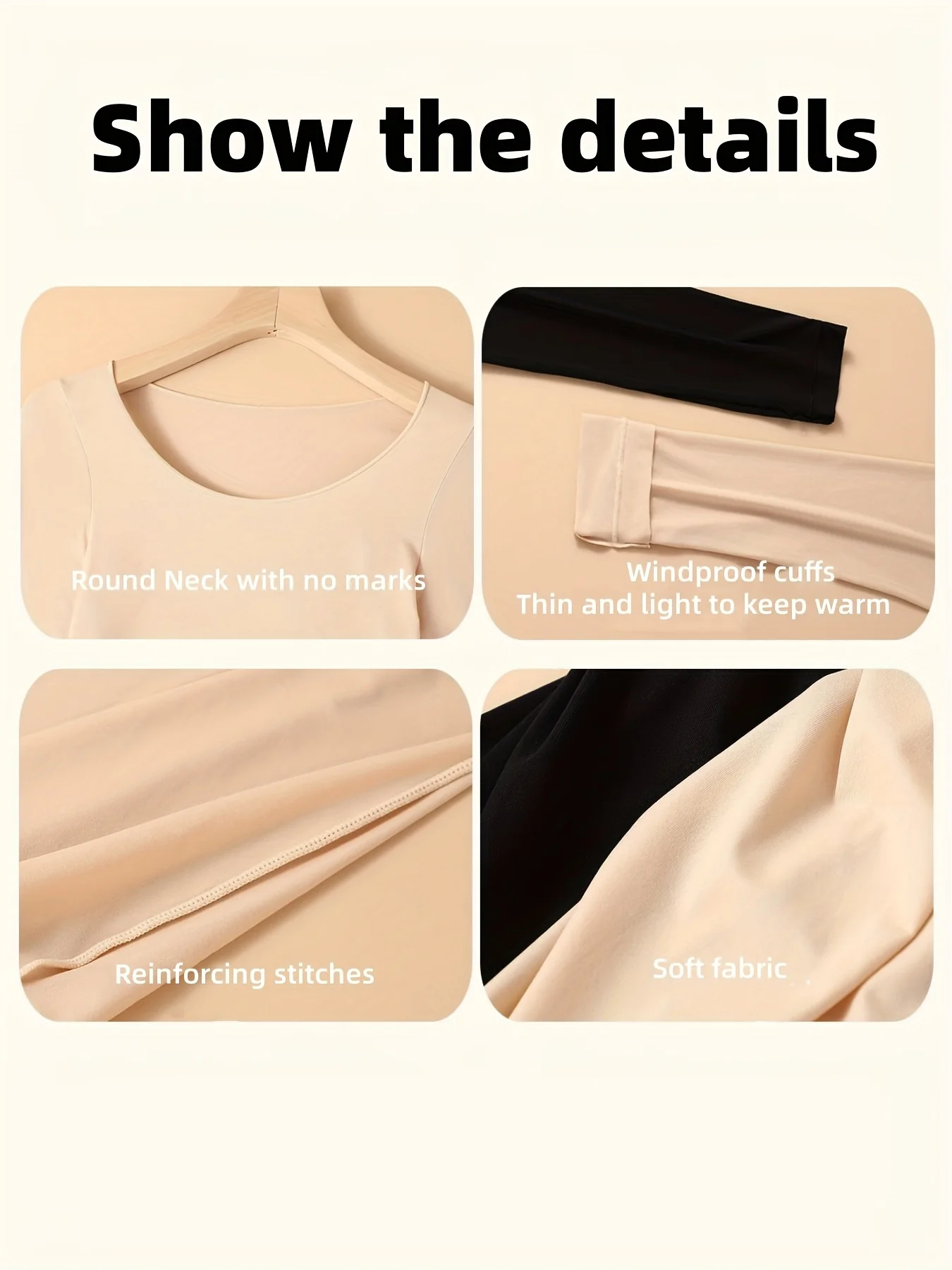 2 Pcs Ultra-Soft Seamless Thermal Long Sleeve Crew Neck Tops for Women - Fall & Winter Loungewear & Underwear Set - Deanwangkt