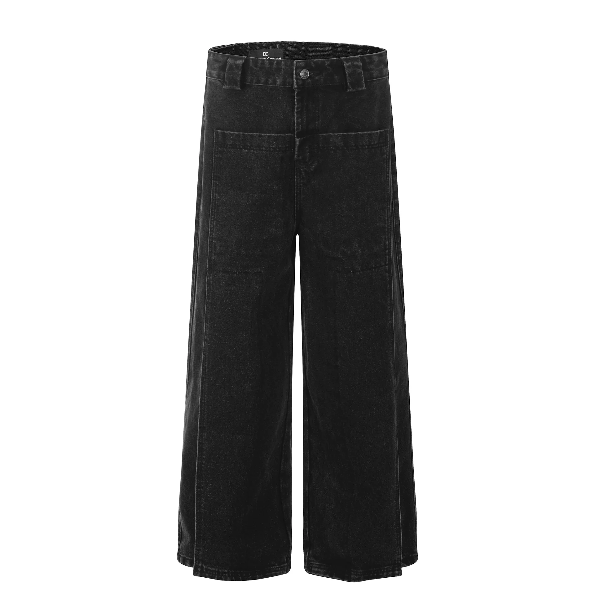G6633 2025n retro popular trendy neutral water wash black design high-end men's loose cross-legged jeans - Deanwangkt