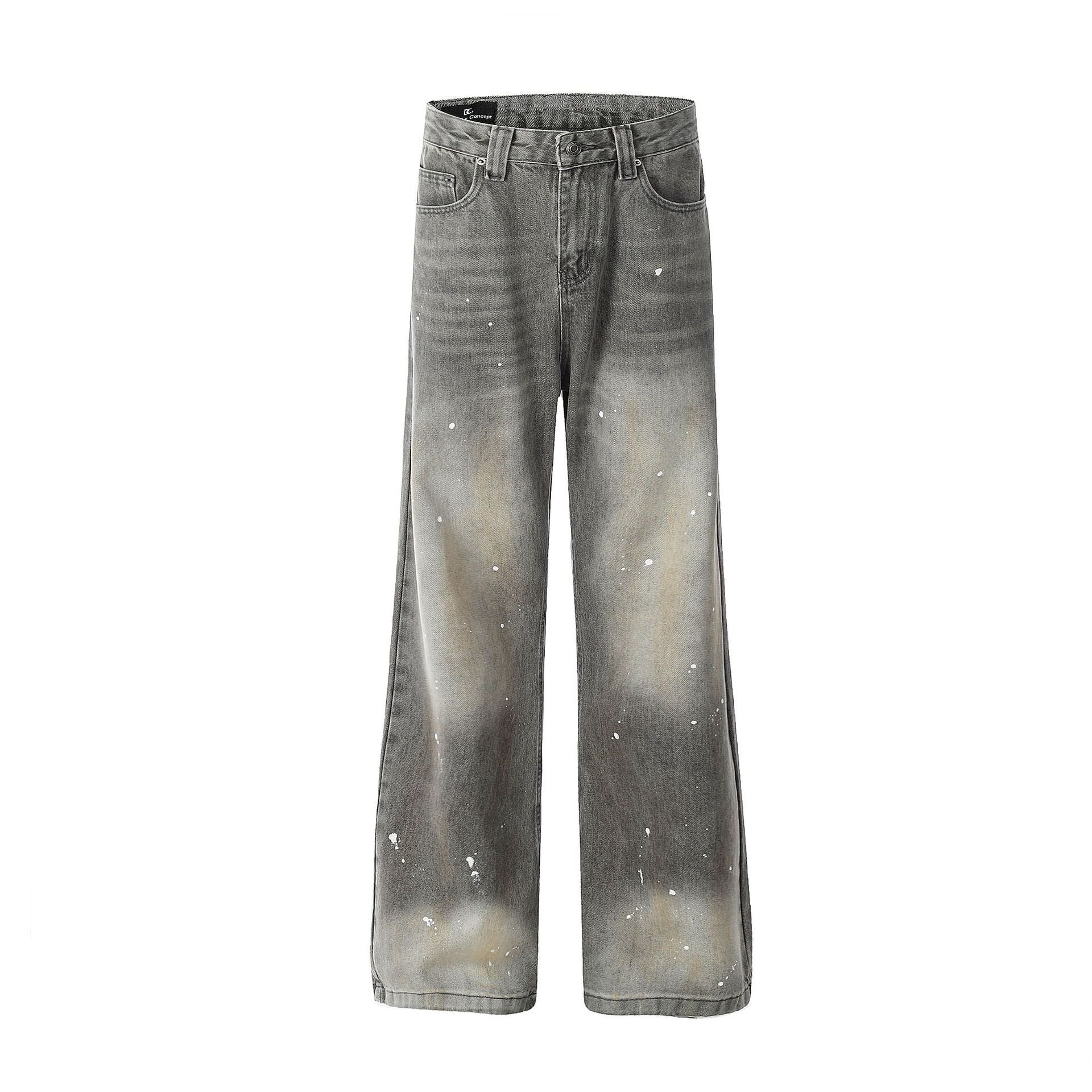 FX073 2025n retro 2025 men's and women's high-end handmade ink design men's loose horn jeans - Deanwangkt