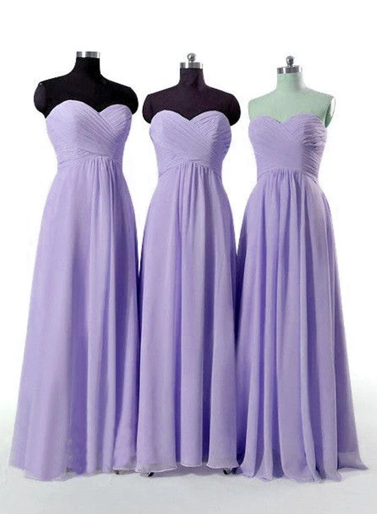 Solvbao Charming Light Purple Chiffon Bridesmaid Dress, Sweetheart Long Party Dress - Deanwangkt