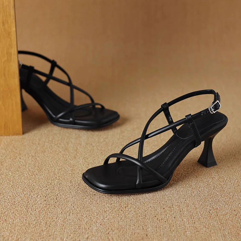 DEANWANGK  Summer New Sandals Women's Summer Wear Stiletto Heel Soft Bottom  Style Beautiful High Heels Wanwan Lei Style Gentle Shoes - Deanwangkt