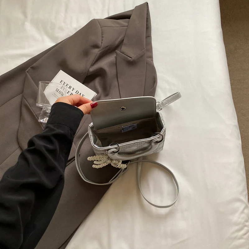 Beibei Shangpin  New High-Grade Bag Sheepskin Pattern Rhombus Diana Bag Portable Shoulder Crossbody Female Bags - Deanwangkt