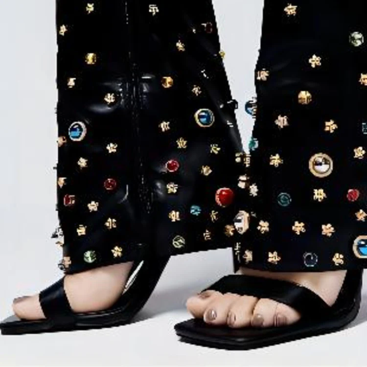 DEANWANGKT  Cross-Border European and American Style Fashion Rivet with Stiletto Heel Fresh Breathable Slim Open Toe Sandal Boots - Deanwangkt