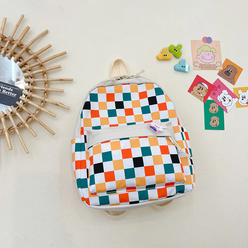 deanwangkt  New Korean Style Boys and Girls Kindergarten Backpack Personality Ins Fashion Hit Checked Backpack Advanced, Intermediate and Elementary Classes Backpack - Deanwangkt