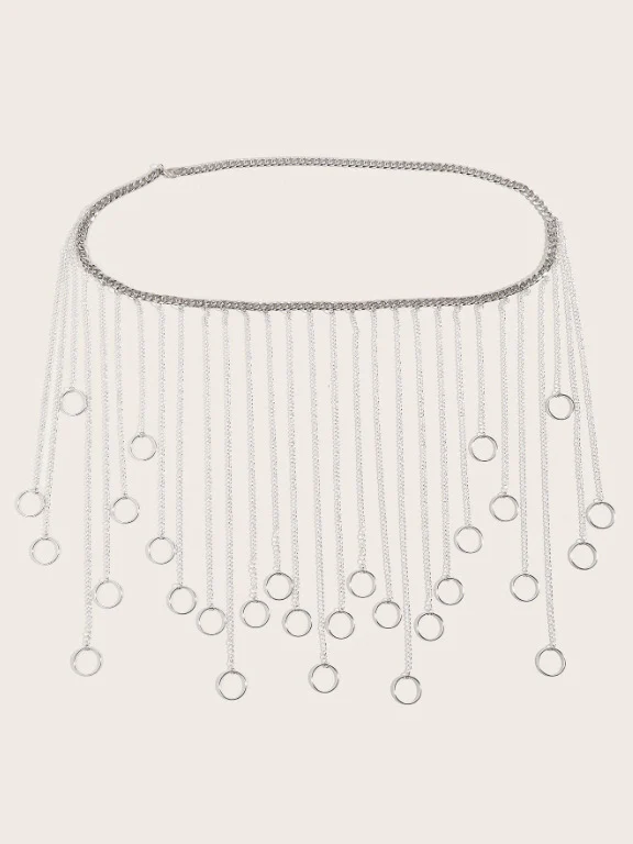 2025  2221 hot-selling new metal chain hand-spliced multi-fringed chain small ring pendant fringed waist chain body chain - Deanwangkt