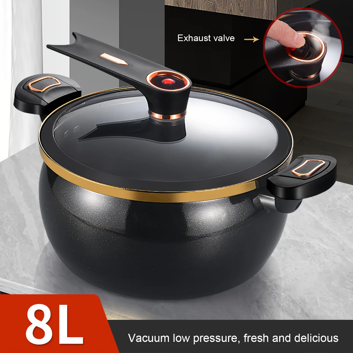 2.11gal Large Capacity Non-Stick Cast Iron Pot - Versatile for Stew, Soup & More - Compatible with Induction & Gas Stoves - Deanwangkt