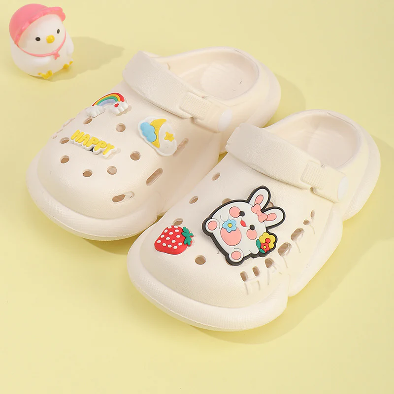 DEANWANGKT Baby Non-Slip Eva Slippers Cartoon Children's Closed Toe Hole Shoes Soft Soft Bottom Children Outer Sandals - Deanwangkt