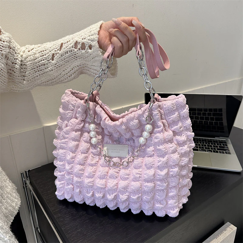 New Fashion Bubble Grid Portable Shoulder Large Capacity Tote Bag Women's Bag Support a Large Number of Wholesale Mixed Batch - Deanwangkt