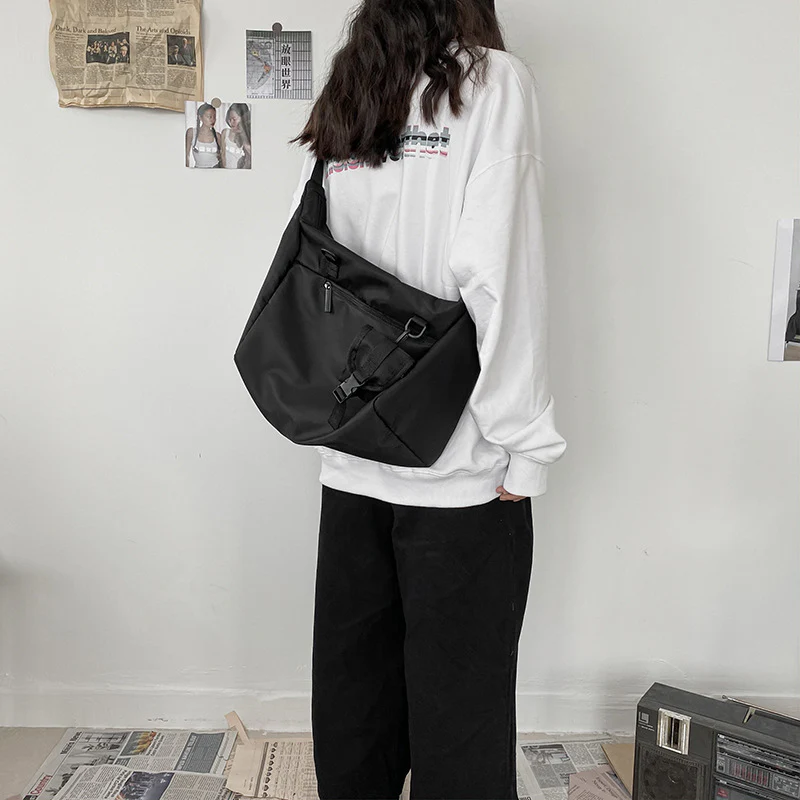 deanwangkt  INS Dark Trendy Messenger Bag Men's Large Capacity Sports Shoulder Bag Women's Casual Bag Student Schoolbag Hong Kong Style Working Style Bag - Deanwangkt