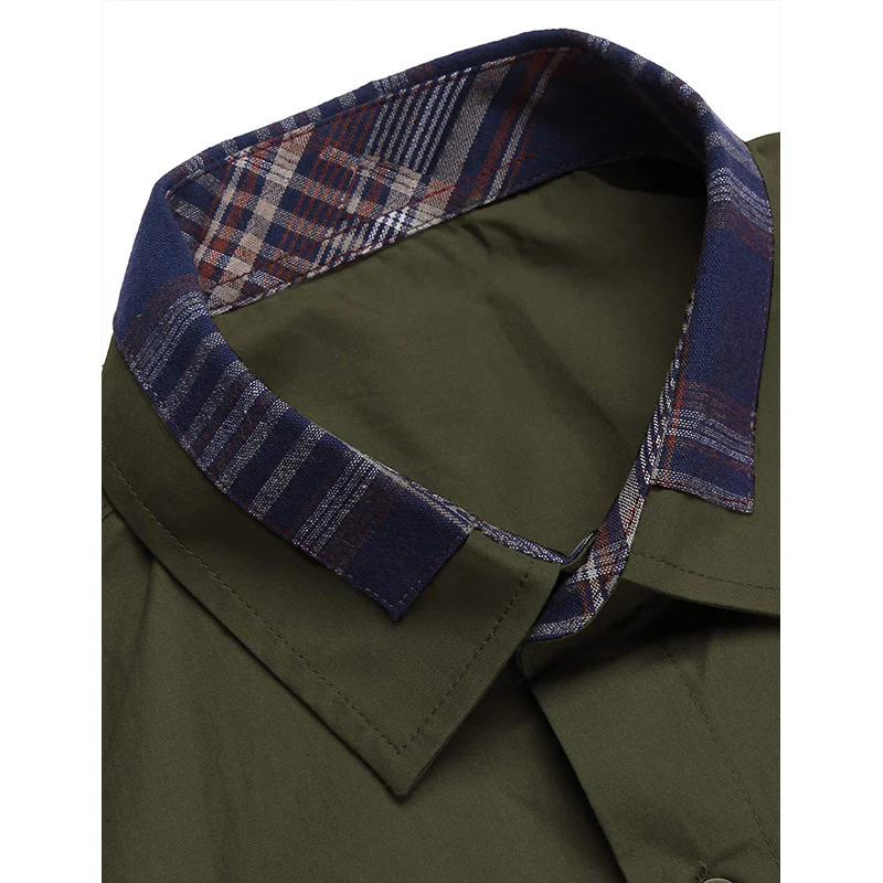 DEANWANGKT 2025 Short-sleeved shirt summer  men's business high-end shirt pure cotton plaid long-sleeved men's clothing handsome casual versatile - Deanwangkt