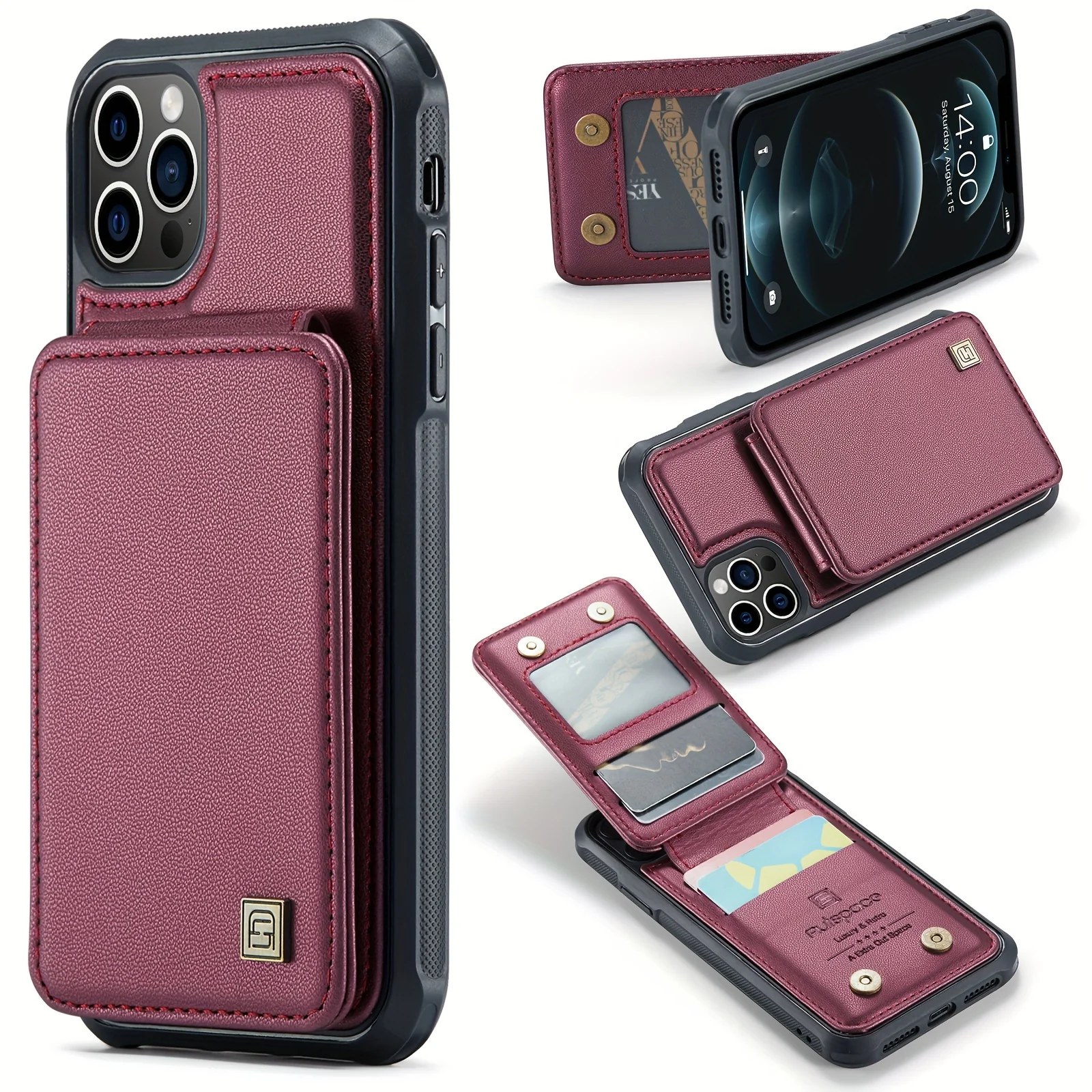 Durable Phone Case with Card Wallet & Anti-theft Compartment - For Couples - Secure Fit for iPhone 14 Pro Max, 12 mini, 11 Pro - Car Mount Ready - Deanwangkt