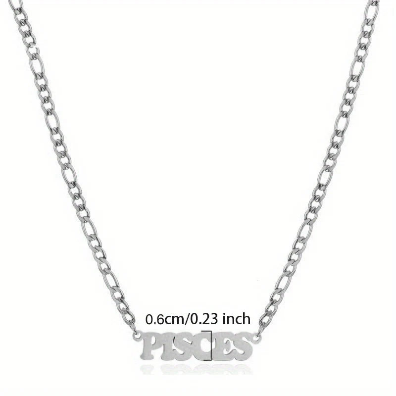 1pc Exquisite Stainless Steel Twelve Letter Pendant Necklace - Durable, Hypoallergenic, and Fashionable Jewelry Gift for Birthday and Special Occasions - Deanwangkt