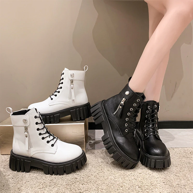 Martin Boots for Women British Style All-Match Thick Bottom Internet Celebrity Spring and Autumn Skinny Shoes Ins Trendy  Summer New Single Ankle Boots - Deanwangkt