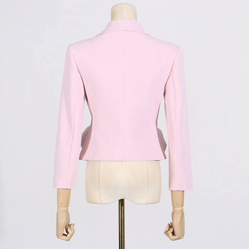 2025 spring new fashion V-neck three-dimensional rose splicing design suit + high waist pleated skirt suit - Deanwangkt