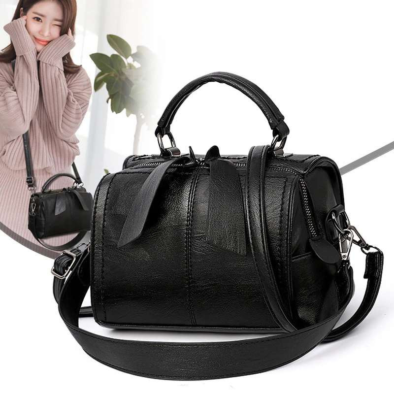 [Cross-Border Women's Bag] Fashion Portable Shoulder Bag  Korean New Winter Crossbody Bag Simple Soft Leather Bag - Deanwangkt