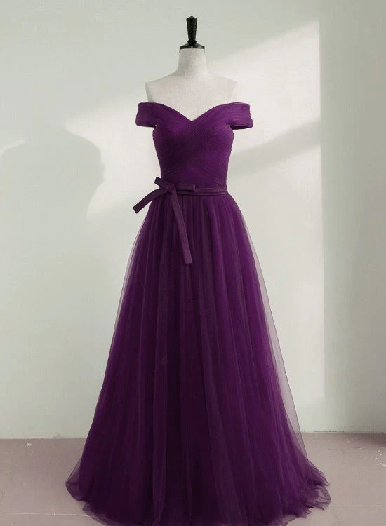 Solvbao Purple A-line Sweetheart Floor Length Evening Dress Bridesmaid Dress, Purple Formal Dress - Deanwangkt