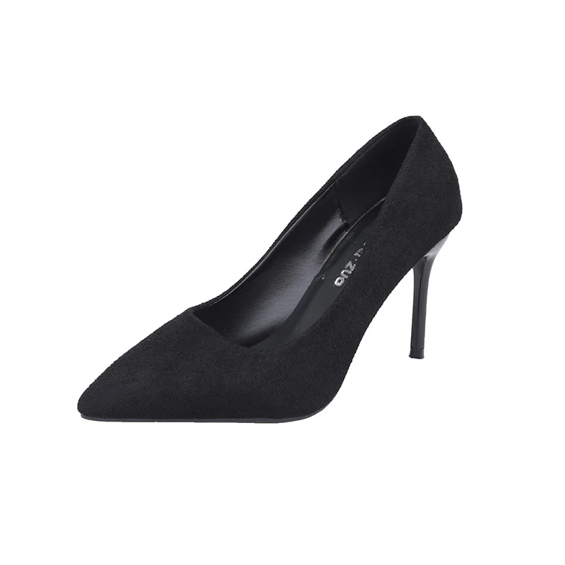 DEANWANGK  Spring and Autumn New Black High Heels Women Low-Cut Pointed-Toe Stilettos Sexy High Sense Classy Shoes - Deanwangkt