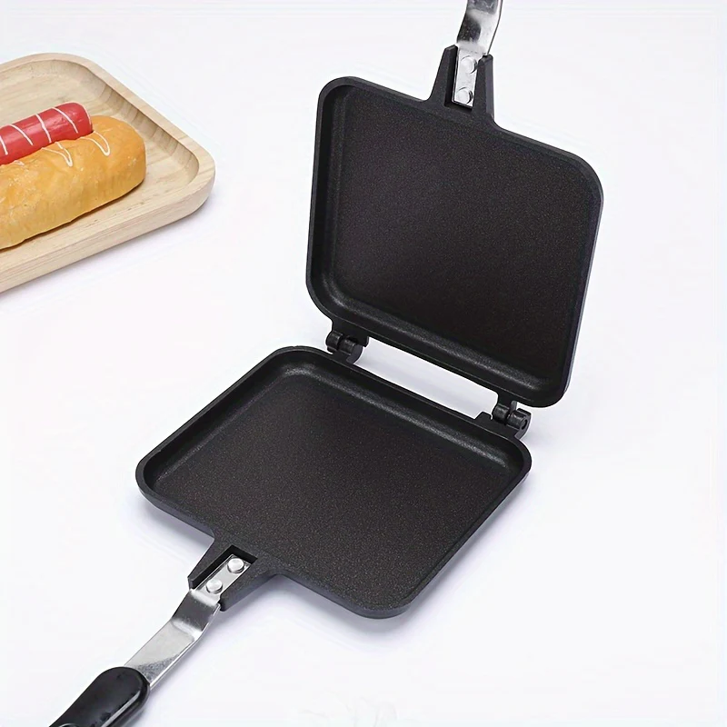 1pc Deluxe Non-Stick Sandwich Maker - Double Sided Grilled Pan for Perfect Breakfast, Omelette, Bread Toast, Outdoor Camping, and Kitchen Cooking - Easy Cleaning, Space Saving, and Durable Kitchen Supplies - Deanwangkt