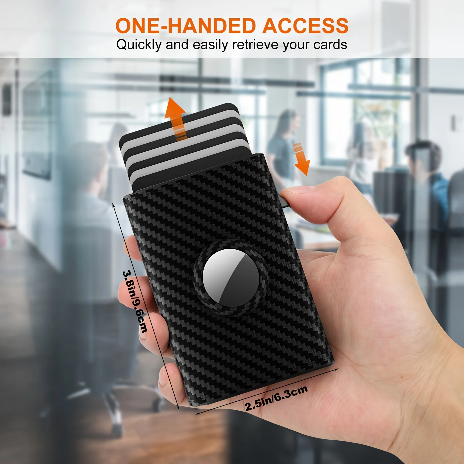 9-14 Card Capacity AirTag Wallet for Men - Luxurious Premium Genuine Leather Carbon Fiber, Ultra-Secure RFID Blocking, Pop-up Card Case, Smart, Slim, ID Window, Cash Slot - Note: AirTag Device Sold Separately - Deanwangkt