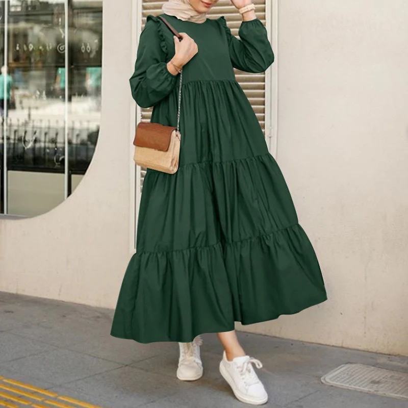 DEANWANGKT AliExpress Retro Crew Neck Long Sleeve Women's Clothing Spring and Autumn Casual Dress Long Dress Robe - Deanwangkt