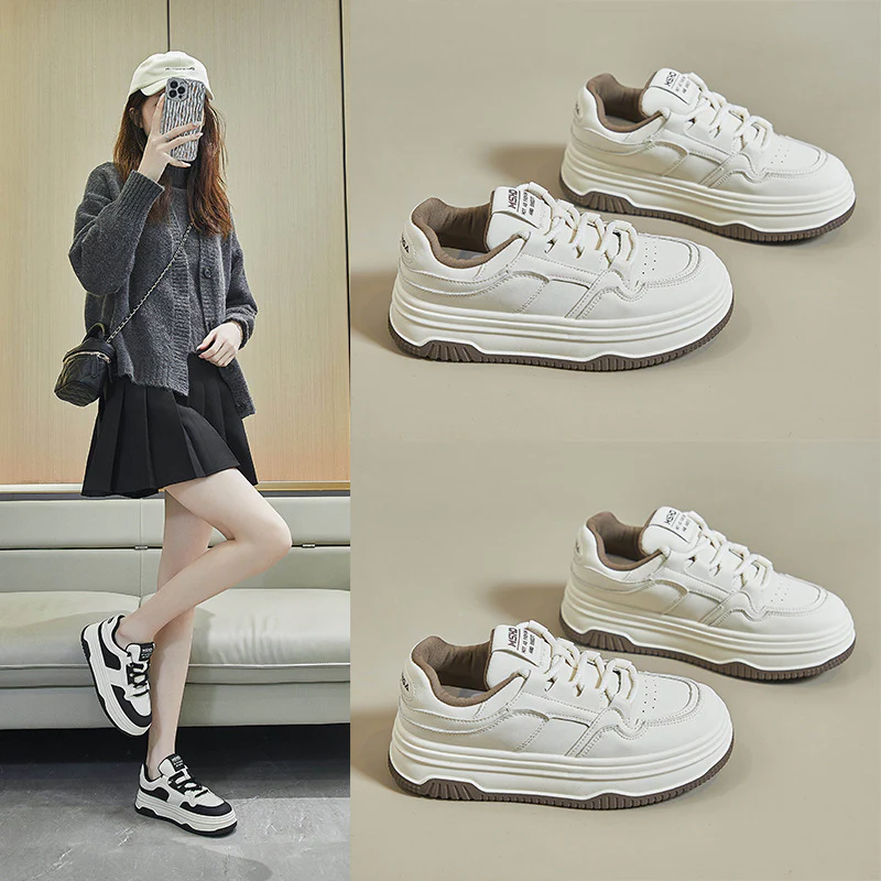 2025 winter white shoes new Korean version ins female students platform heightening sports board shoes casual street shooting K820 - Deanwangkt