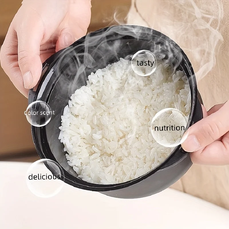 1pc Single-Serving Microwave Rice Cooker Bowl - Double Boilers with Non-Stick Material, Clear Lid & Steam Vent, BPA-Free, 29.08oz (860ml) Capacity, Easy Cooking, Kitchen Essentials for Healthy Meal Preparation - Deanwangkt