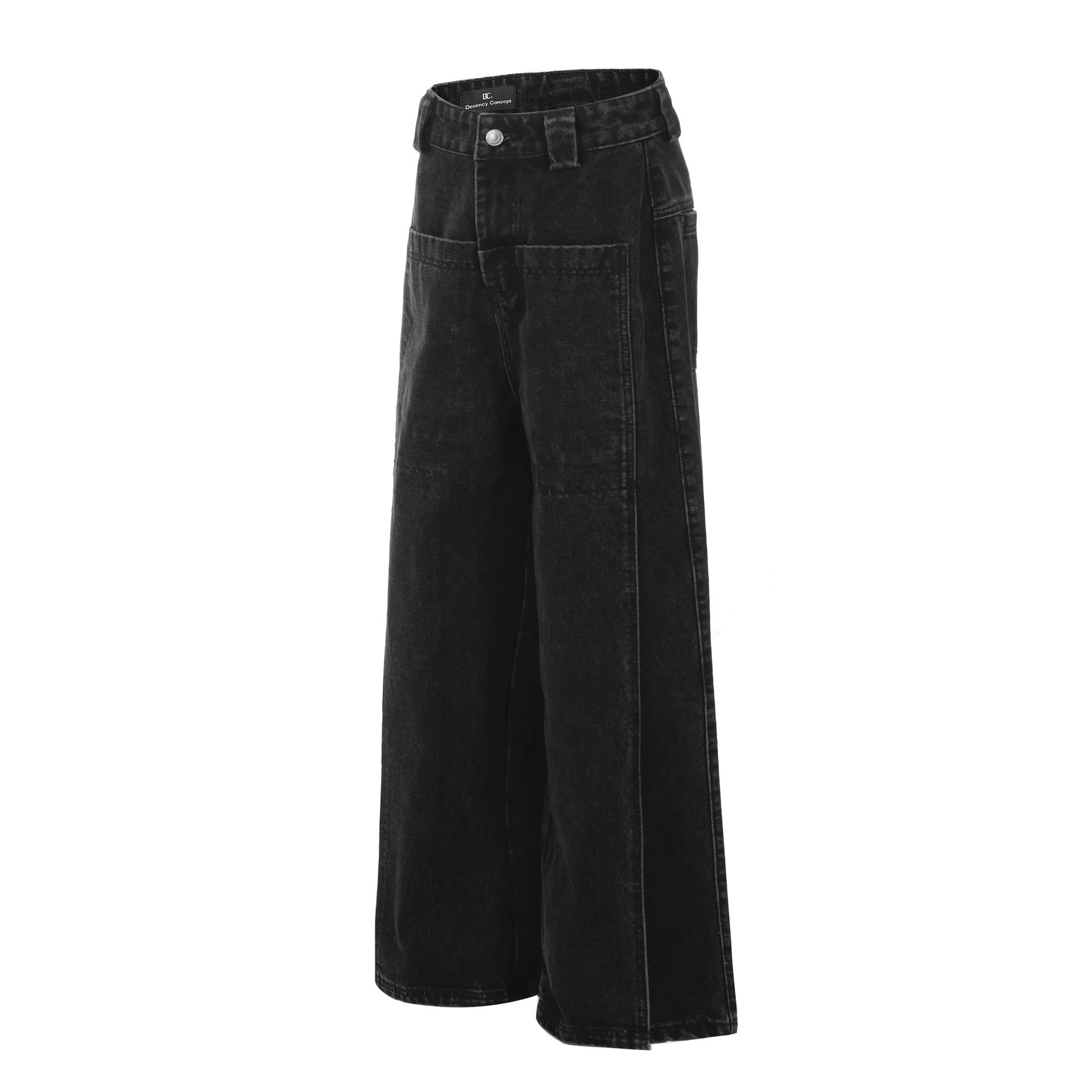 G6633 2025n retro popular trendy neutral water wash black design high-end men's loose cross-legged jeans - Deanwangkt