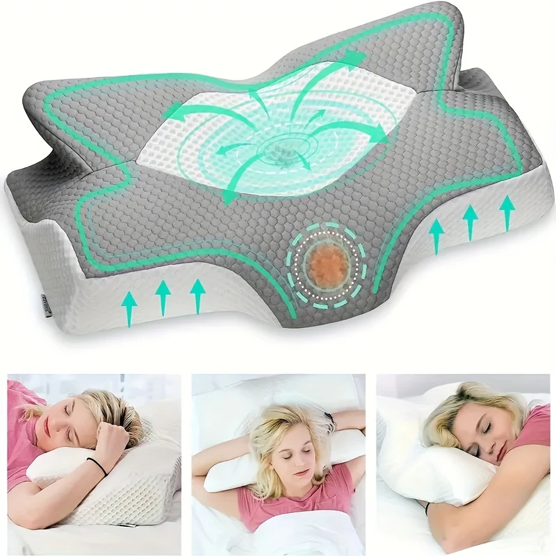 Breathable Soft Multi-functional Pillow with Stain-Resistant Slow Rebound Memory Foam for Cervical Spine Support and All Sleeping Positions - Deanwangkt