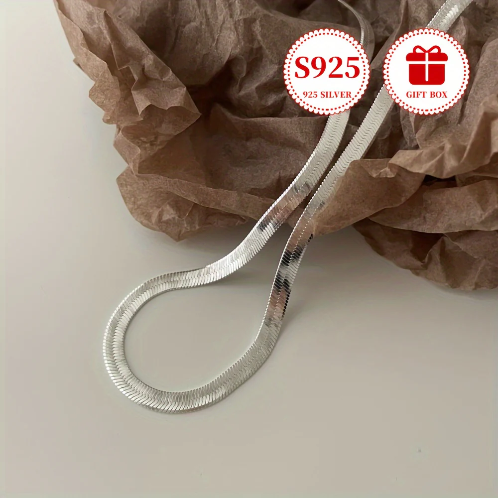 925 Sterling Silver Snake Bone Necklace - Allergy-Friendly & Fashion-Forward Design - Perfect for Couples, Personalized Daily Elegance in a Luxury Gift Box - Deanwangkt