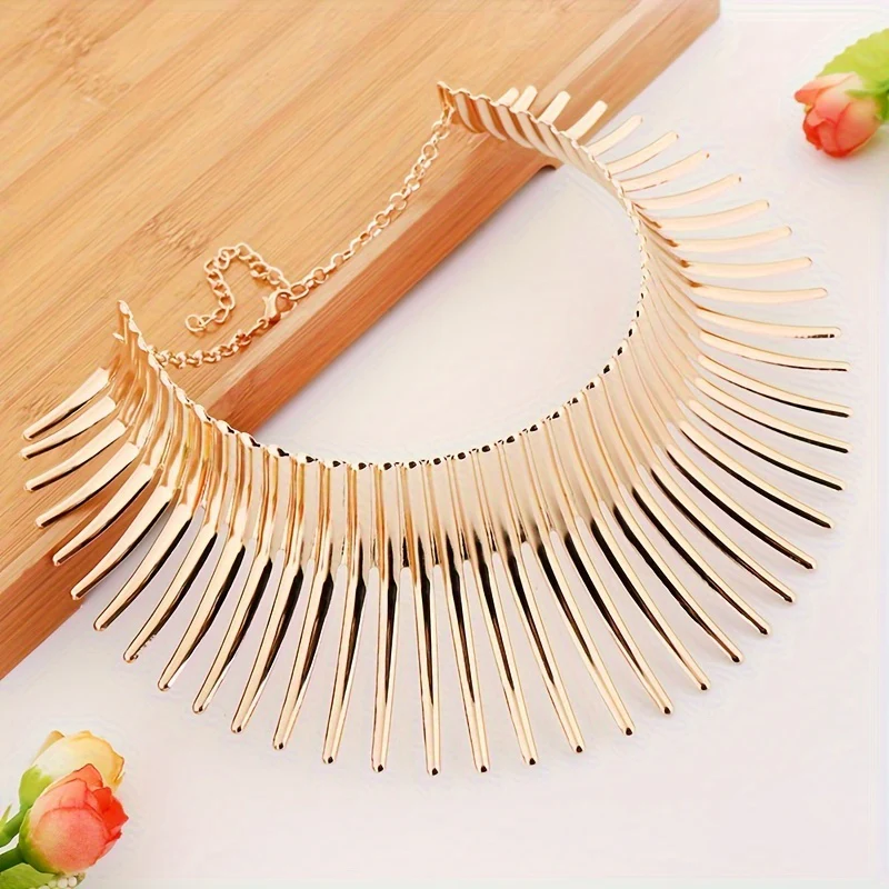 Fashionable And Exaggerated Blooming Sun Collar Necklace Drop Earring Set Women's Personalized Alloy Jewelry Accessories For Birthday, Festival, Party Engagement And Wedding Jewelry Gifts - Deanwangkt