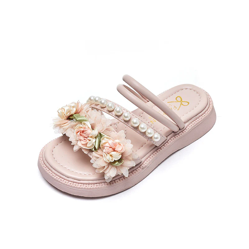 DEANWANGKT Girls' Children's Slippers Summer New Korean Style Girls' Bowknot Children's Shoes Student Diamond Soft Soled Princess Shoes Fashion - Deanwangkt