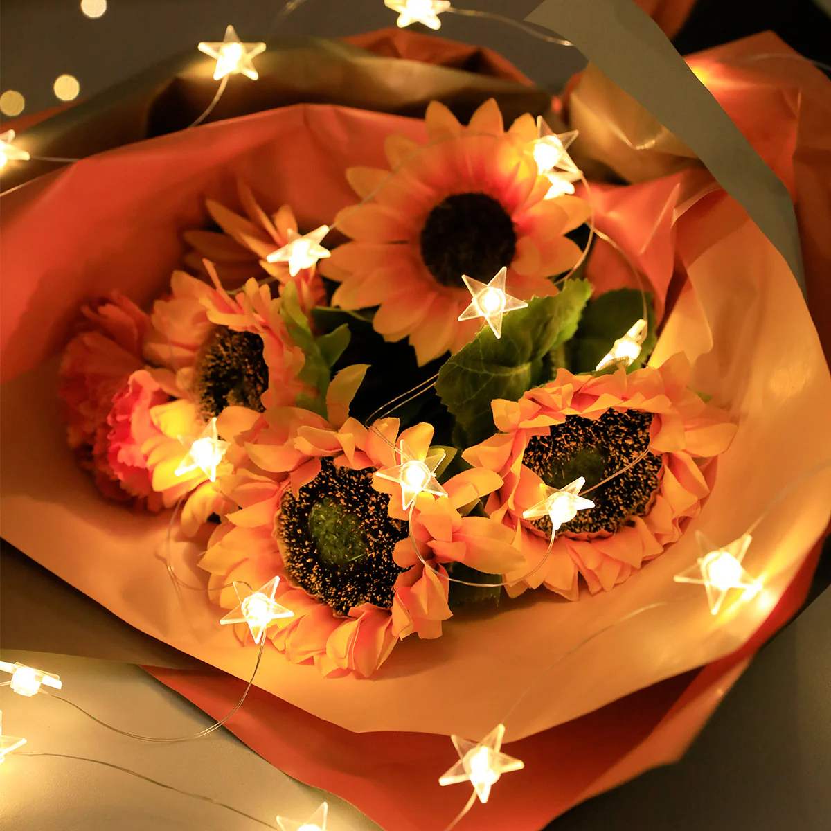 1pc Star String Lights - 3.28ft 10 Led/6.56ft 20 Led/9.84ft 30 Led, Waterproof, Battery Operated, Copper Wire, Fairy Lights, Decorative, Garden Yard, Home Scene, Living Room, Summer Wedding Birthday Party Decorations - Deanwangkt