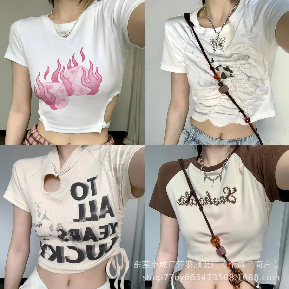 DEANWANGKT  Pure Desire Style Short Student Top Hot Girl Slim Fit  Summer New Short Sleeve T-shirt Female American Design Sense Ins - Deanwangkt