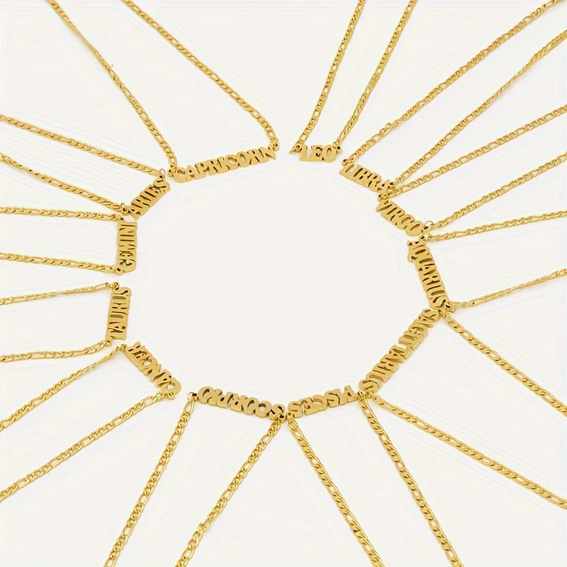 1pc Exquisite Stainless Steel Twelve Letter Pendant Necklace - Durable, Hypoallergenic, and Fashionable Jewelry Gift for Birthday and Special Occasions - Deanwangkt