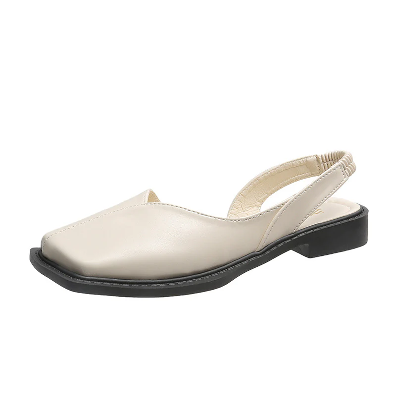 DEANWANGKT  Closed Toe Sandals Women's Casual  Summer New Square Toe Flat Bottom Square Heel Design Sense Niche Shoes Women's Sandals - Deanwangkt