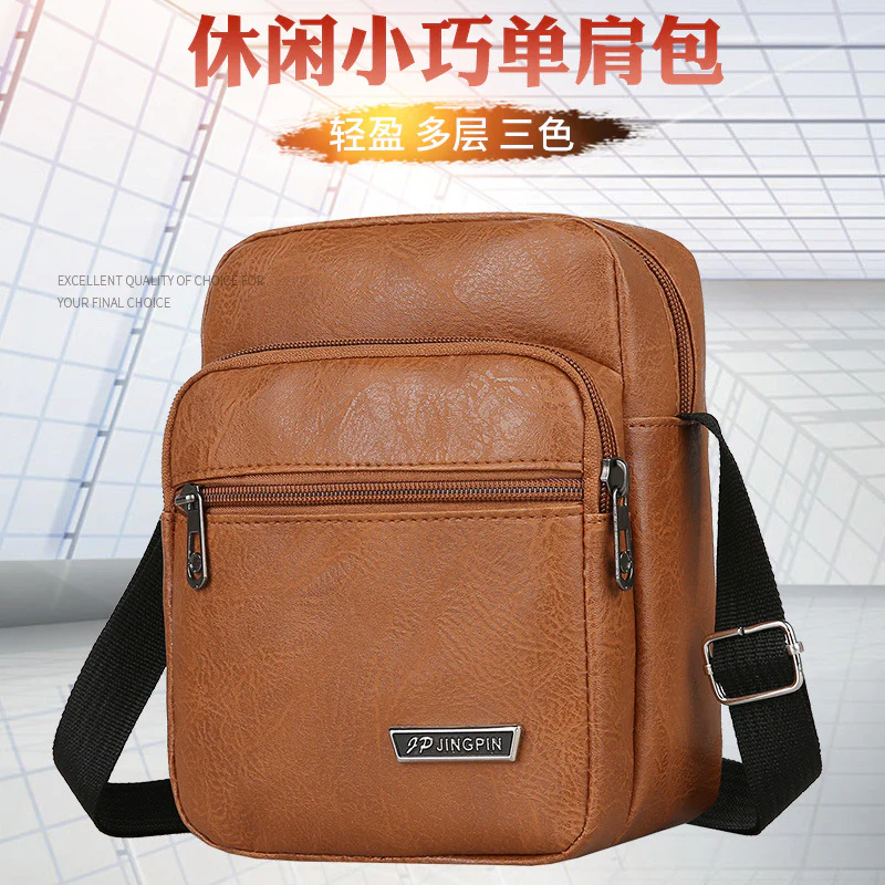 deanwangkt  New Crossbody Bag Men's Business Casual Bag Men's Trendy Backpack Vertical Soft Leather Wear-Resistant Multi-Zipper Shoulder Bag - Deanwangkt