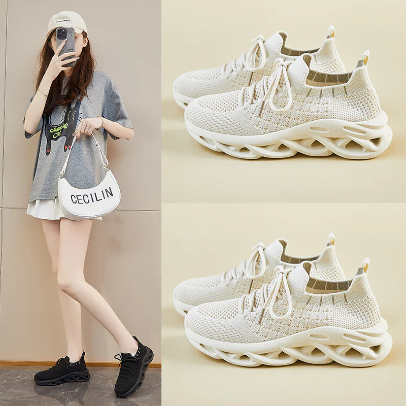 2025 ins Korean version of flying woven shoes  summer new student sports shoes fitness running casual height increase breathable 8102 - Deanwangkt
