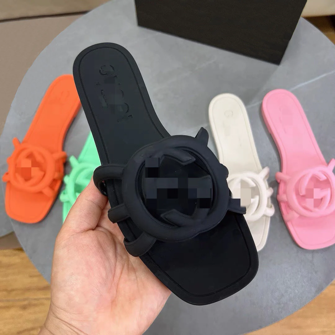 DEANWANGKT  G Home Flip-Flops Female  Fashionable Summer New Style Dopamine Jelly Bottom  Cross Border Foreign Trade Sandals Slipper - Deanwangkt