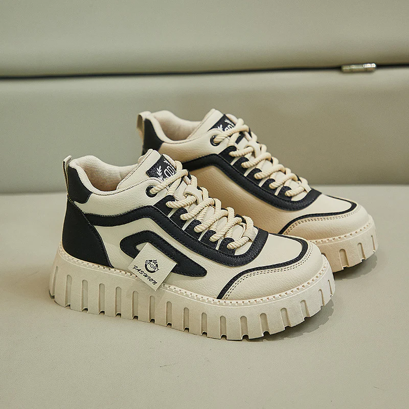 2025 spring new ins Korean version of high-top little white shoes female students high-top platform casual shoes street shot KT12261 - Deanwangkt