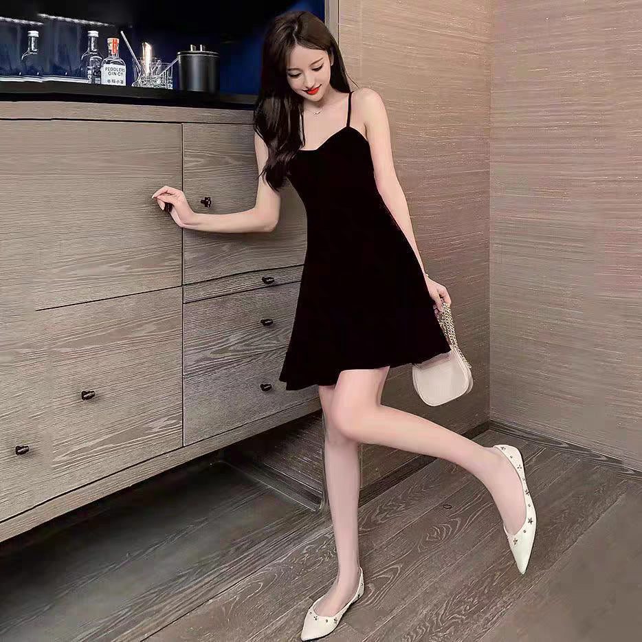 Black Slip Dress Women's Summer Inner Wear Base Slim-Fit Slimming Jumpsuit Skirt Sexy Outerwear Hepburn Black Dress Spring - Deanwangkt