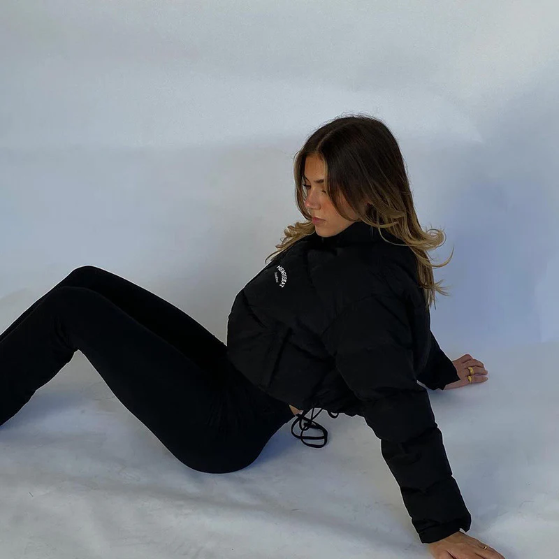 INS European and American style New autumn and winter women's clothing new fashion design stand-up collar zipper pocket casual warm cotton-padded clothes women - Deanwangkt