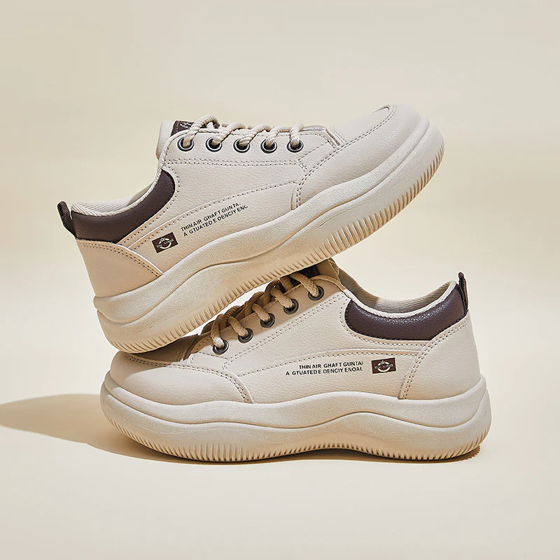 2025 spring new little white shoes female Korean version student running board shoes ins tide height casual shoes street shot Q820 - Deanwangkt